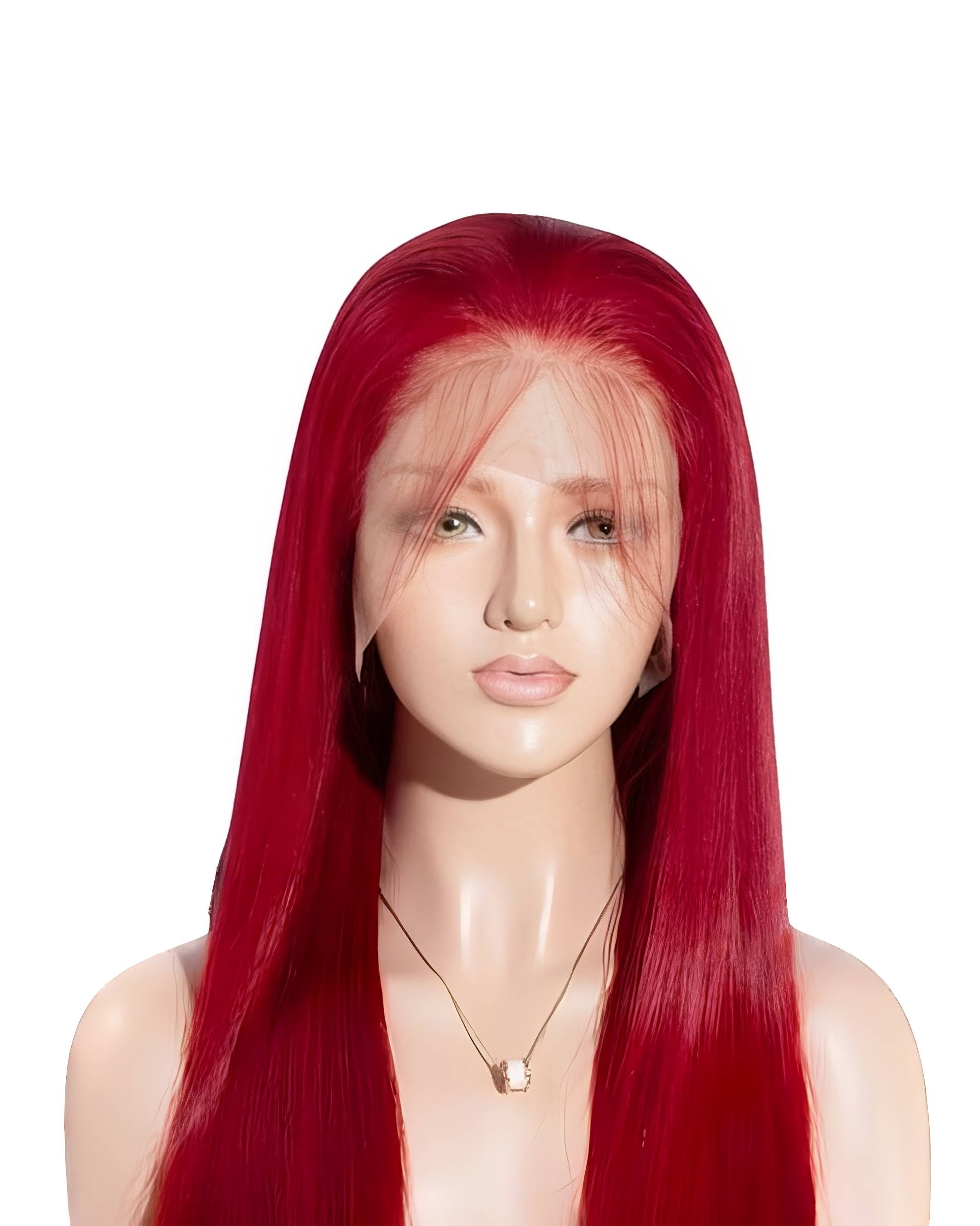 Red Straight HD Lace Front Wig Virgin Human Hair Wigs